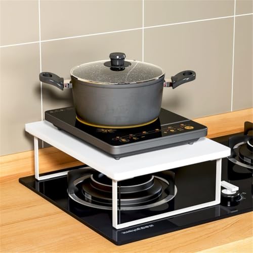 Miniatura 8 de Jotekonoby Estante De Metal De Madera Para Horno De Microondas, Estante De Almacenamiento Organizador De Encimera De Cocina Con Patas Antideslizantes Para Cocina De Inducción, 40 X 30 X 8,5 Cm Negro