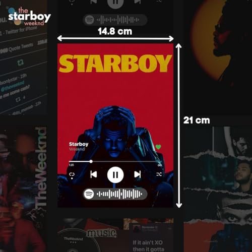 Image of Funk You Store The Starboy Weeknd Vibin' Collage | 14 A5 Size Sheets | The Weeknd Inspired Home Decoration | Posters, Spotify Codes, and Photos | Double-Sided Tape Included