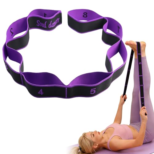 Bande Elastique Musculation, 8 Niveaux de Forces Sangle d'exercice Extensible, Elastique Sport Fitness Musculation, pour Latine Yoga Pilates Fitness (Rouge) (Violet)