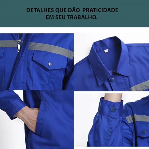 Conjunto Uniforme EPI Profissional Segurança Trabalho Faixa Refletiva Obra Construçao Civil Operario