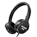 Nivava On Ear Headphones with Mic Wired Foldable Lightweight Adjustable On Ear Headset with 3.5mm Jack for iPad Cellphones Computer Kindle Airplane, K10 (Black)