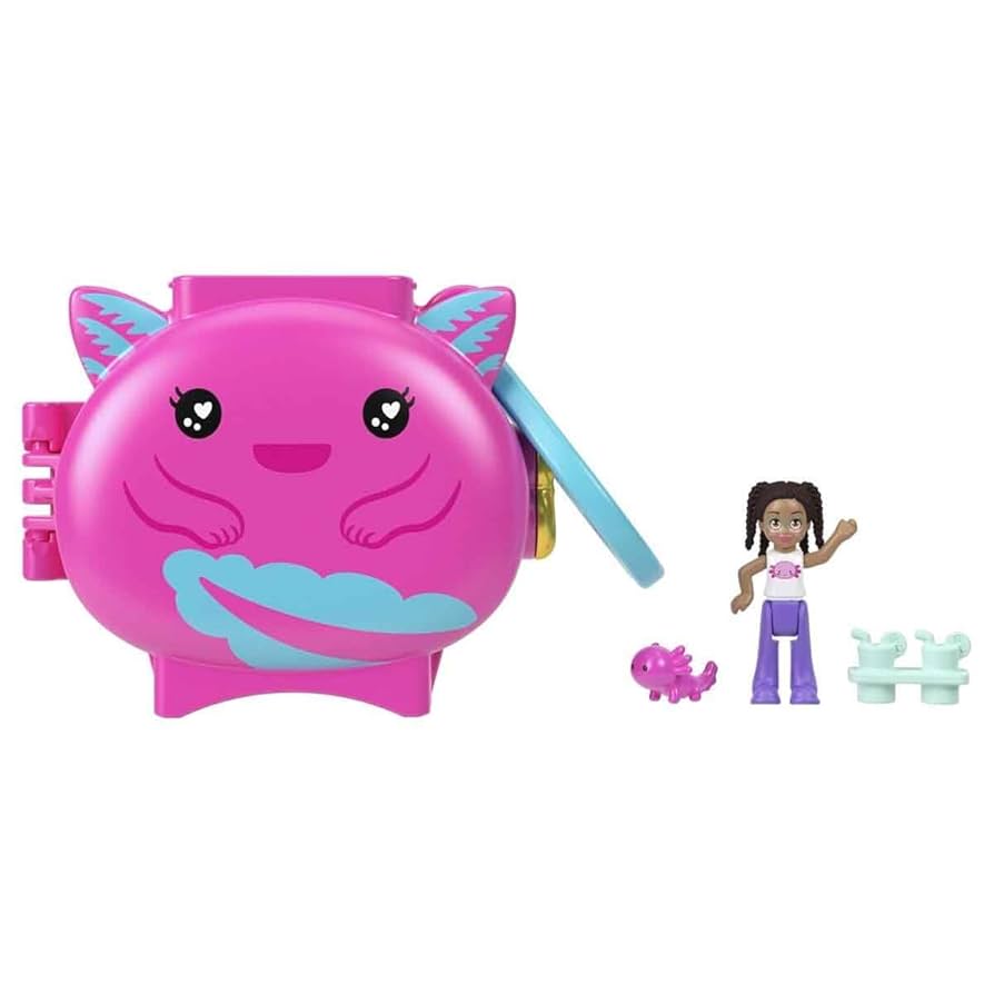 Amazon.com: Polly Pocket Collectible Axolotl Pet Compact Playset for Girls Ages 4 and Up : Toys & Games