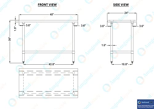 Image of 24 in. x 48 in. Stainless Steel Work Table | NSF Kitchen Prep Table | Utitly Metal Table