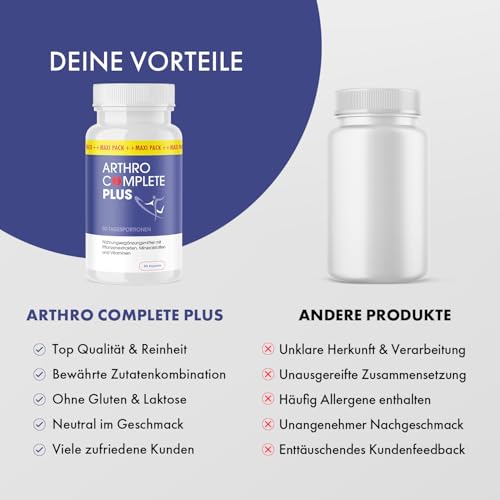 Arthro Complete Plus - Maxi-Pack für Männer und Frauen | 90 Kapseln Inhalt pro Dose - (5)