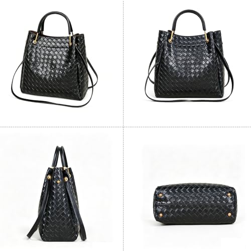 Image of Travistar Floral Handbags Purses Women - Embossed Vegan Leather Top Handle Handbag Set Large Shoulder Bag Ladies Bucket Tote