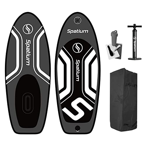 Spatium Inflatable Hydrofoil Board for Surfing with Accessories Inflator Pump, Backpack, Safe Leash, Fix Kit Wing Foil Board Surf 100L Hydrofoil Surfboard Dark Gray