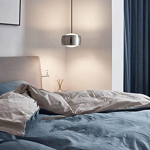 Lámpara de suspensión pequeña cromada para techos modernos y mesitas de noche minimalistas 5