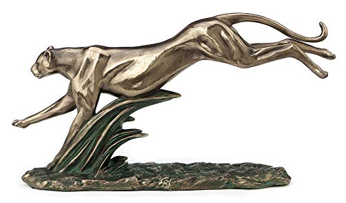 Estatua decorativa de guepardo en acción acabado bronce 6.5 pulg miniatura 2