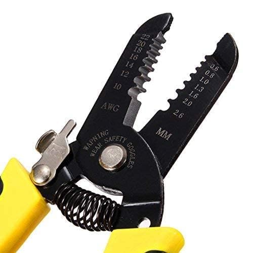 Wire Stripper and Cutter Tool, Multi-Function Cable Crimping Pliers, Black and Yellow