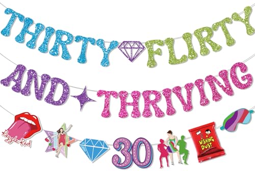 Thirty Flirty and Thriving Decorations with Banner Garland 30 Flirty and Thriving Birthday Decorations Thirty Birthday Decorations for Talk Thirty to Me Party