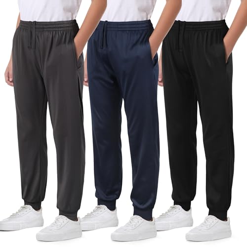 3 Pack Boys Joggers Fleece Lined Sweatpants with Pockets