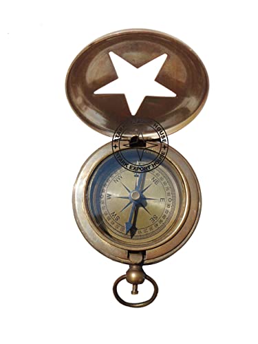 Brújula de bolsillo con botón y reloj de sol de latón antiguo 2 pulgadas miniatura 4