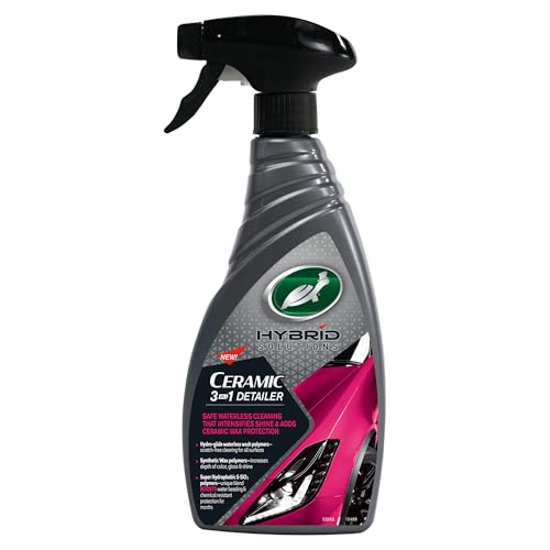 Turtle Wax Hybrid Solutions Ceramic 3-in-1 Car Detailer, Waterless Car Wash, Long-lasting HydrophobicWax Protection and High Gloss Shine, Safe For All Exterior Surfaces, 32 oz (Pack of 1)