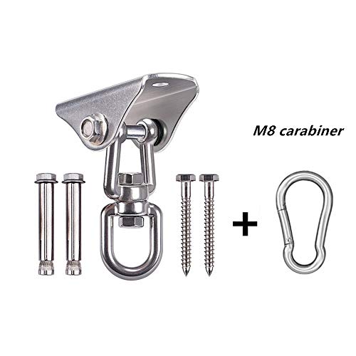 HOMPER Heavy Duty Swing Hangers 450KG Capacity SUS304 Stainless Steel 360° Rotate Hammock Chair Hanging Kit Suspension Hooks with Bolt for Concrete Wooden Sets Yoga Hammock Chair Sandbag Swing Sets