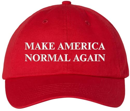 Make America Normal Again Embroidered Dad Hat | Funny Political Baseball Cap | Unisex Cotton Adjustable, Red