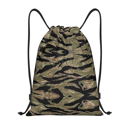 Tiger Stripe Camo Printed Drawstring Bags - Waterproof Gym Bag with Personalized Design - Draw String Bags