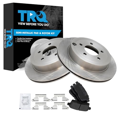 Image of TRQ Rear Brake Pad and Rotor Set Semi Metallic Vented Rotors | For 2007-2010 Ford Edge 2007-2010 Lincoln MKX