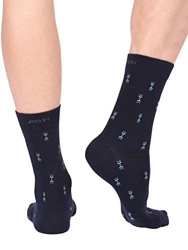 Image of Jockey 7104 Men's Compact Cotton Stretch Crew Length Socks with Stay Fresh Treatment (Pack of 3 Pattern May Vary)