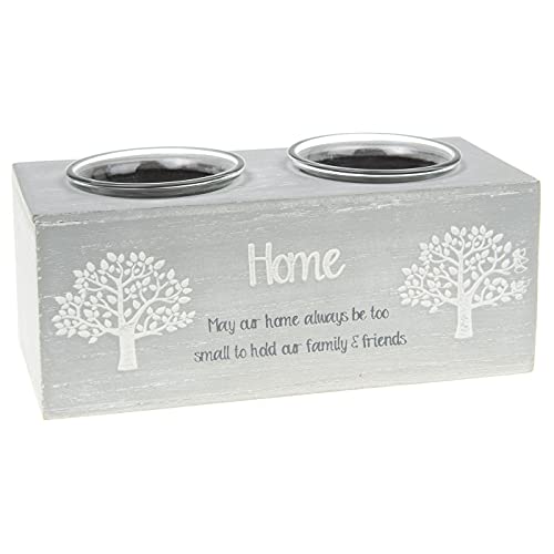 Image of Shudehill Giftware Tree of Life Double Tealight Holder - Home - May our home always be too small to hold our family & friends
