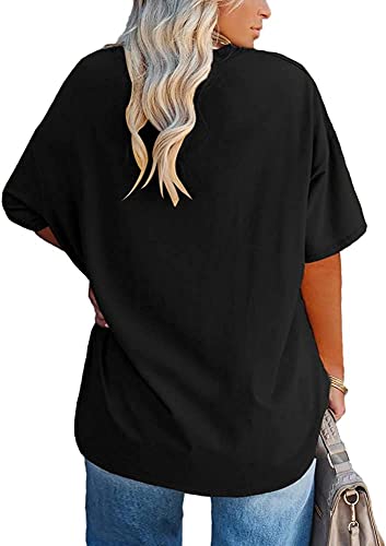 Women's Plus Size V Neck T Shirts Summer Half Sleeve Tees Casual Loose Fit Cotton Tunic Tops2