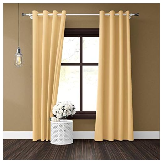 ECOTEX - Blackout Plain Curtain for Home,7 Feet ,Baige,Set of 2
