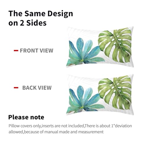 Aportt PILLOW-240117 Green Tropical Leaf Lumbar Pillow Covers 12X20 Inch Monstera Palm Leaves Couch Pillow Cases Botanical Plant Summer Throw Pillows Set Of 2 Home Decor thumb #3