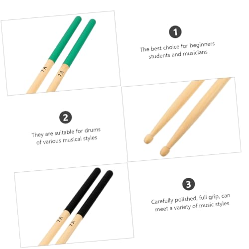 Baquetas antideslizantes Toyvian, 6 pares, color beige, material arce, para batería y percusión miniatura 3