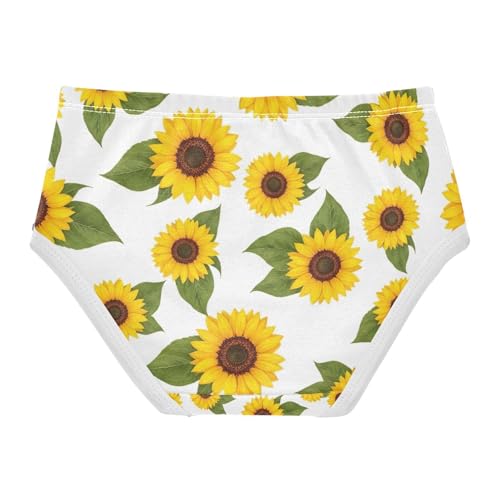 Kids Underwear Girls, Yellow Sunflowers Toddler Briefs, Girls Underwear Cotton, 2T–8 Years2