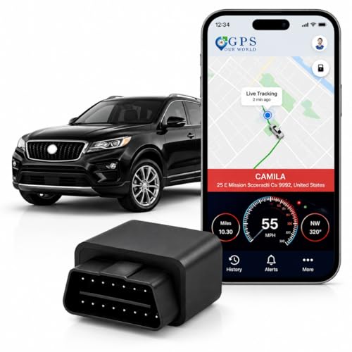 Car GPS Tracker (OBD2 Plug & Play) 3 Months Free Trial Real-Time GPS Tracker for Cars 1-Year History Speed & Driving Alerts App Control Global Coverage - Plans from $4.99/Month