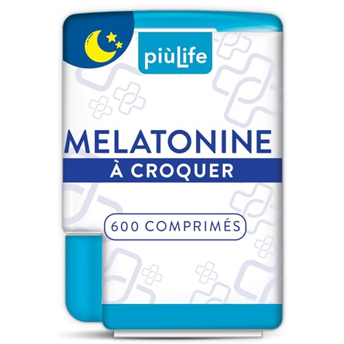 Melatonine 1,9 mg Bien Dormir Sommeil Adulte PiùLife, 2 Par Dose Endormissement Adulte, Dormir Rapidement, Zzz Sommeil Réparateur, Atténuer Le Jet-lag, 600 Comprimés