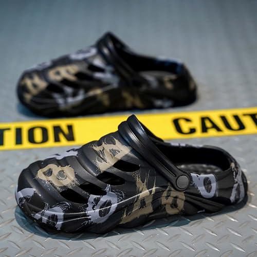 Men's Sandals with Breathable Mesh Toe Strap Adjustable Shoelaces Non Slip Thick Sole Summer Casual Outdoor Shoes(Black,41/42 EU)3