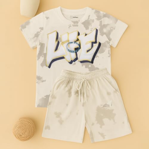 Image of Kidbea Kids Cotton T-Shirt and Shorts Set | Soft Breathable Co-Ord Outfit for Boys | Trendy & Stylish Summer Wear | Boys Clothing Set