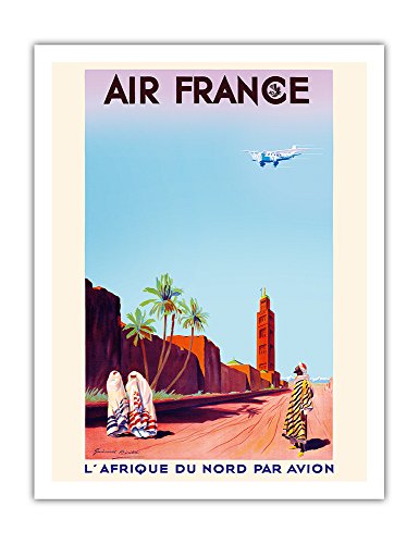 Pacifica Island Art - Marrakech, Maroc - Afrique du Nord - Affiche Avion de Maurice Guiraud-Riviére c.1934 - Fine Art Print - 51 x 66 cm