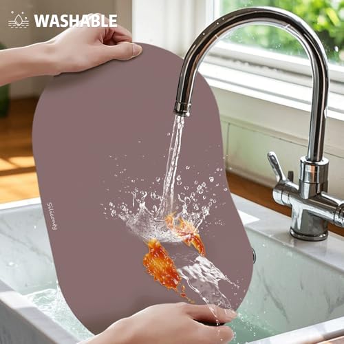 Tovagliette Silicone Impermeabili e Antiscivolo Siliconty, Set di 4 Ovali Termoisolanti, Tovagliette Colazione, Termoisolanti e Facili da Pulire, 43x30 cm (comb 4pcs)