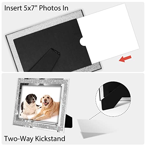 Dgwyzcgy 5X7 Picture Frame, Glitter Glass Photo Frame Set Of 2, Glass 5 X 7 Picture Frames For Tabletop Display, Horizontally Or Vertically #TOP3