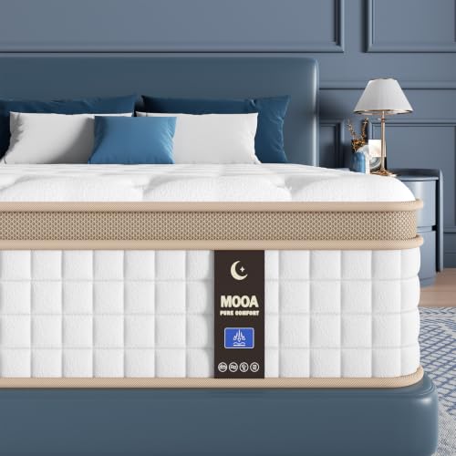 MOOA Queen Mattress, 12 Inch Cooling Hybrid Mattress in a Box, Medium Firm