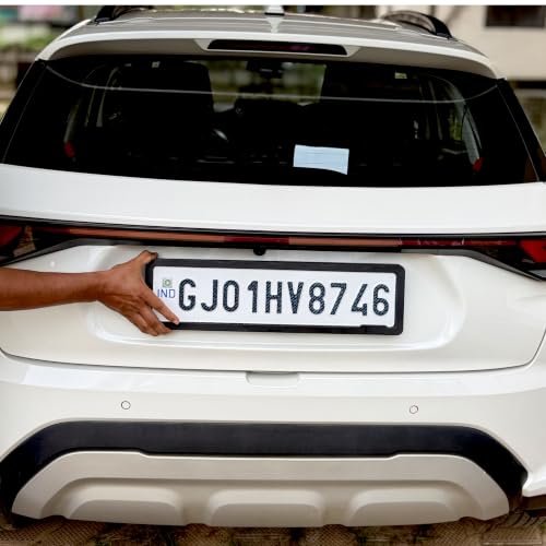 Image of Moto Utility Car Number Plate Set with Frames | Front & Rear | Premium Aluminium Die Pressed Plate | Customizable Registration Plate | Universal Fit | Fancy Use | 1 Year Warranty