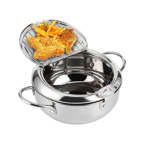 Friteuse marmite japonaise 24cm induction avec thermomètre inox 3.4L
