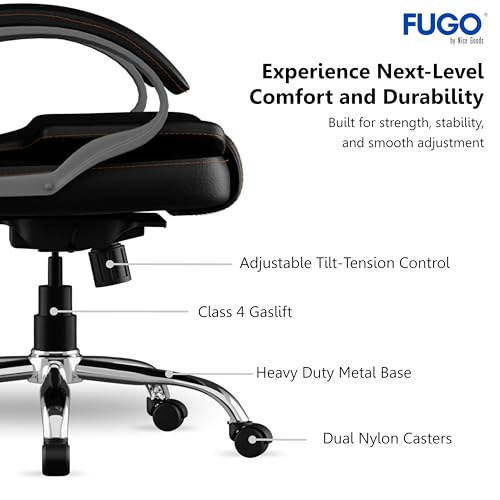 Image of FUGO FG13 Ergonomic Office Chair | Adjustable Height Swivel Chair with 360 Rotation | Comfortable Seating for Home Office & Study | Computer Desk Chair with 3-Year Warranty (Black)