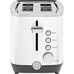 GE 2 Slice Toaster, Extra Wide Slots for Toasting Bagels, Breads, Waffles & More, 7 Adjustable Shade Settings, Removable Crumb Tray, Countertop Kitchen Essentials, 850 Watts, White