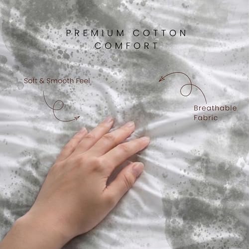 Image of VELOURA Tie-Dye Bedsheet Set, 100% Cotton, King Size 108x108 Inches, 300 Thread Count, with 2 Pillow Covers (Grey)