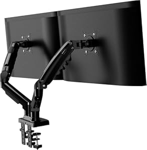 Invision Monitor Halterung 2 Monitore für 19 bis 32-Zoll-Bildschirme – VESA 75 & 100 mm Schreibtischklemme – Höhenverstellung Neig- Schwenkbar und Dreht – Erhöhte Tragfähigkeit von 2-9 kg (MX400)