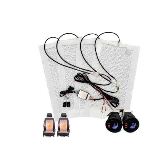 YVKNCDL Universal Built-in Car Seat Heater Kit Fit 2 Seats 12V 100W Carbon Fiber Heating Pads with 3 Levels Control Switch System(Universal Model E)