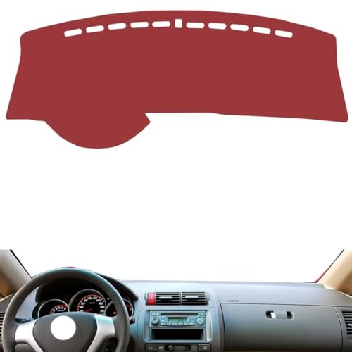 Leather Dash Board Cover mat Compatible with Honda City，Anti-Slip,Sun Protection Dashboard Cover-red