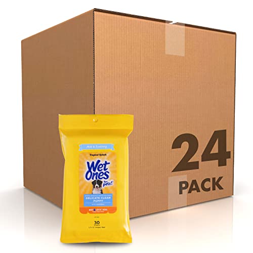 Wet Ones for Pets Delicate Clean Puppy Cleaning Wipes with Oatmeal | Mild & Soothing Puppy Grooming Wipes in Tropical Splash Scent | Pouch Dog Wipes (Pack of 24,720 Count Total)
