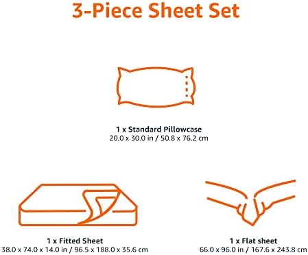 Amazon Basics Lightweight Super Soft Breathable Easy Care Microfiber 3 Piece Bed Sheet Set with 14-Inch Deep Pockets, Twin, Navy Blue, Solid - 5