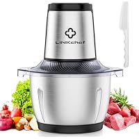 LINKChef Food Processor, Dual-Speed Mini Electric Vegetable Chopper with 1.5L Stainless Steel Bowl, 3-Layer Blades, Small Food Processor for Meat, Onions, Garlic, Nuts, Baby Food, Black