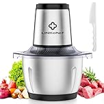 LINKChef Food Processor, Dual-Speed Mini Electric Vegetable Chopper with 1.5L Stainless Steel Bowl, 3-Layer Blades, Small Food Processor for Meat, Onions, Garlic, Nuts, Baby Food, Black