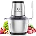 Mini Food Chopper LINKChef Food Processor Onion Vegetable Garlic Chopper Electric 4 bi-level blades 1.2L Robust Stainless Steel Bowl with 500ml Food Capacity Silver/ Black(FC-5125)- 3 Year Warranty (Silver and black)