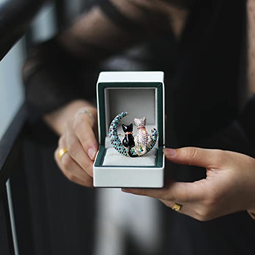 Qeehir Cat Pins And Brooches,Moon Cat Brooch For Women Girls,Animal Brooch Crystal Rhinestone,Collar Brooch Pins For Clothing Dresses Decoration Accessories Birthday Gifts #TOP2